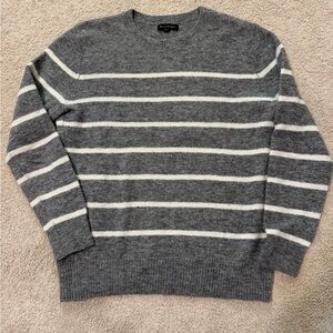 Banana Republic Charcoal and White Striped Crewneck Sweater